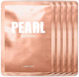 LAPCOS Pearl Sheet Mask, Daily Face Mask with Probiotics to Brighten and Clarify Skin, Korean Beauty Favorite, 5-Pack