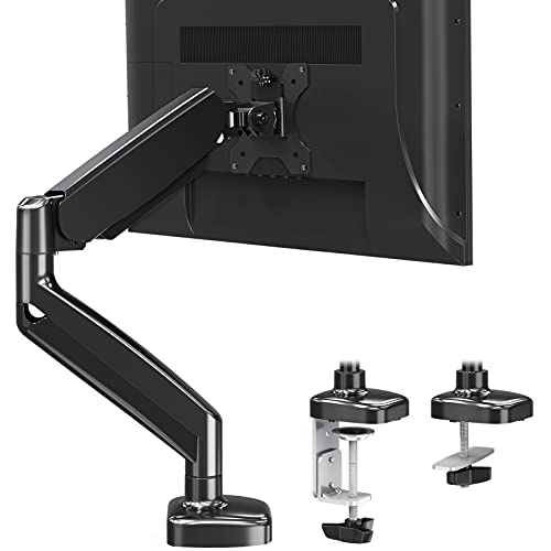 MOUNTUP Single Monitor Desk Mount - Adjustable Gas Spring Monitor Arm, VESA Mount with C Clamp, Grommet Mounting Base, Computer Monitor Stand for Screen up to 32 inch, MU0004