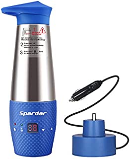 Spardar 12V Car Kettle Boiler Electric Travel Portable Kettle Fast Water Boiler & Heater with LED Indicator Light for Water, Tea, Coffee and Milk