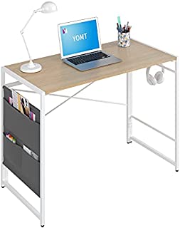 YOMT Folding Desk for Small Spaces,Desk for Bedroom with Storage Bag White Computer Desk Table for Home Office