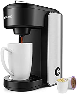 CHULUX Stainless Steel Single Serve Coffee Maker for Capsule ,Visiable Gradient Water Reservoir,One Button Operation and Auto Shut Off,1000 Watts