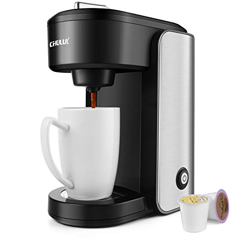 CHULUX Stainless Steel Single Serve Coffee Maker for Capsule ,Visiable Gradient Water Reservoir,One Button Operation and Auto Shut Off,1000 Watts