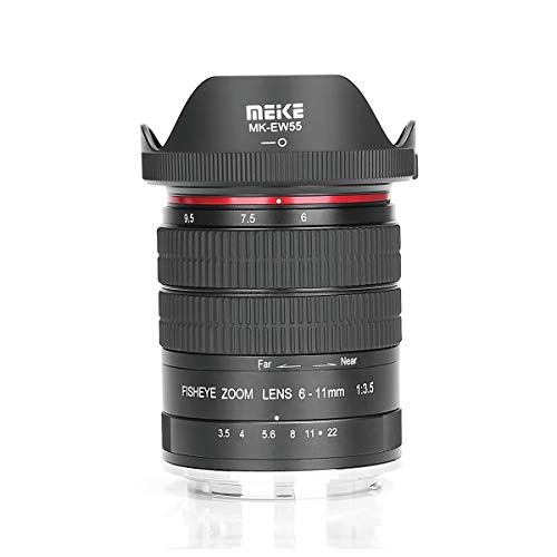 MEIKE 6-11mm F/3.5 Fish Eye Zoom Lens APS-C Frame Compatible with Canon Camera Such as 70D 80D