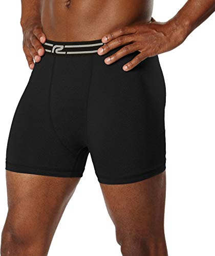 R-Gear Men's 3-Inch Performance Boxer Briefs (Pack of 2) for Working Out, Running, Everyday Use | DuraStrength, Black, L