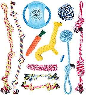 Pacific Pups Products Supporting pacificpupescue.com - Dog Rope Toys for Aggressive CHEWERS - Set of 11 Nearly Indestructible Dog Toys - Bonus Giraffe Rope Toy - Benefits NONPROFIT Dog Rescue