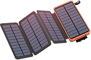 Solar Charger 25000mAh, IXNINE Solar Power Bank with 4 Solar Panel Charger & 2 USB Output, External Battery Pack Ultra Bright LED Flashlights for Outdoor Camping(Waterproof, Shockproof)