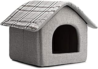 Hollypet Cozy Pet Bed House Warm Cave Sleeping Bed Puppy Nest for Cats and Small Dogs, Light Gray