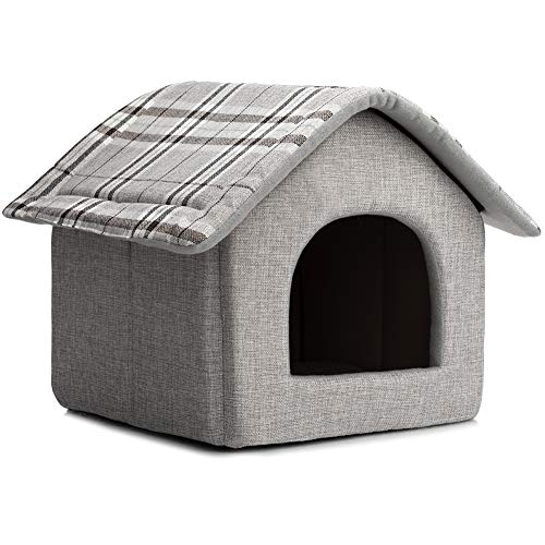 Hollypet Cozy Pet Bed House Warm Cave Sleeping Bed Puppy Nest for Cats and Small Dogs, Light Gray