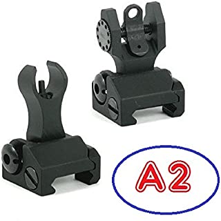 Iron Sights ( HK-A2 ) Tactical Rapid Transition Front & Rear Flip Up Backup Iron Battle Sights Set by Green Blob Outdoors