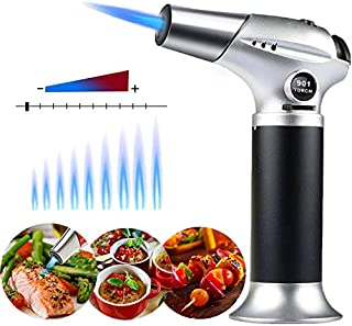 Culinary Kitchen Blow Torch,Chef Cooking Butane Torch Lighter Mini Craft Blowtorch Refillable Adjustable Flame Safety Lock for Creme Brulee/Baking/BBQ/DIY Soldering by SUNRICH(Butane Gas Not Included)