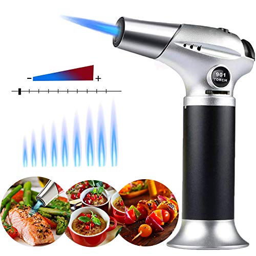 Culinary Kitchen Blow Torch,Chef Cooking Butane Torch Lighter Mini Craft Blowtorch Refillable Adjustable Flame Safety Lock for Creme Brulee/Baking/BBQ/DIY Soldering by SUNRICH(Butane Gas Not Included)