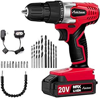 AVID POWER 20V MAX Lithium Ion Cordless Drill, Power Drill Set with 3/8 inches Keyless Chuck, Variable Speed, 16 Position and 22pcs Drill Bits