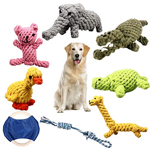 ZOUTOG Puppy Chew Toys, Set of 8 Dog Rope Toys for Aggressive Chewers, Dog Toys with Safe Material for Small/Medium/Large Dog Pets, for Playtime and Teeth Cleaning