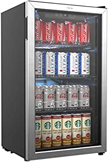 hOmeLabs Beverage Refrigerator and Cooler - 120 Can Mini Fridge with Glass Door for Soda Beer or Wine - Small Drink Dispenser Machine for Office or Bar with Adjustable Removable Shelves