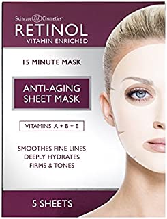 Retinol Anti-Aging Sheet Mask  Hydrating Vitamin-Enriched 15 Minute Treatment With Collagen Firms Face  Exfoliates for Improvement In Tone & Minimizes Fine Lines & Wrinkles For Noticeable Difference