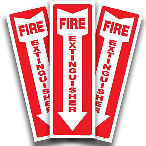 Fire Extinguisher Signs Stickers  3 Pack 4x12 Inch  Premium Self-Adhesive Vinyl Decal, Laminated for Ultimate UV, Weather, Scratch, Water & Fade Resistance, Indoor & Outdoor