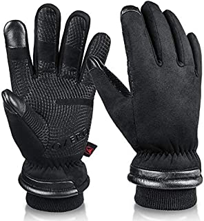 Winter Thermal Gloves for Men Waterproof and Touch Screen Fingers Insulated Cotton Warm in Cold Weather Black Medium