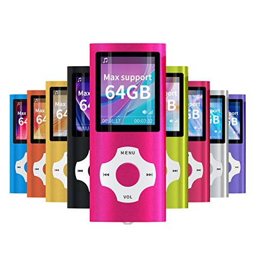 Mymahdi MP3/MP4 Portable Player,1.8 Inch LCD Screen,Max Support 64GB,Pink