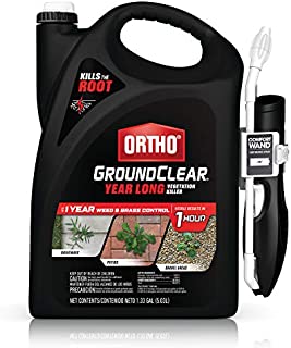 Ortho GroundClear Year Long Vegetation Killer - With Continuous Spray Comfort Wand, Visible Results in 1 Hour, Kills Weeds and Grasses to the Root, Up to 1 Year of Weed and Grass Control, 1.33 gal.