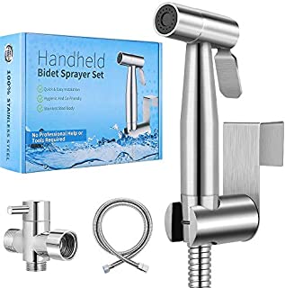  2020 New VersionHandheld Bidet Toilet Sprayer, Premium Stainless Steel Bathroom Bidet Sprayer Set, Baby Cloth Diaper Sprayer with Superior Complete Accessories, Support Wall or Toilet Mount