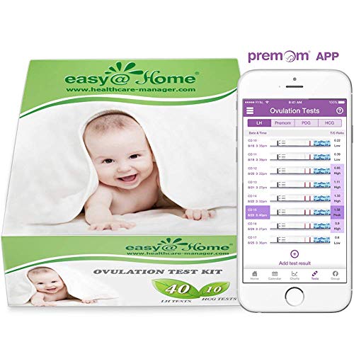 Ovulation Test Strips Powered by Premom Ovulation Predictor APP, FSA Eligible, 40 Ovulation Test and 10 Pregnancy Test Strips, 40LH +10HCG