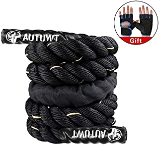 AUTUWT Weighted Jump Rope Skipping Rope Workout Battle Ropes with Gloves for Men Women Total Body Workouts Power Training Improve Strength Building Muscle