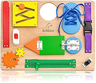 Montessori Busy Board for Toddlers - Wooden Sensory Toys - Toddler Activities for Fine Motor Skills Travel Toy - Educational Toys for 3 Year Old Boys & Girls