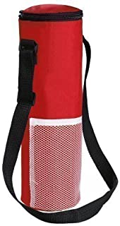 eBuyGB Insulated Bottle Cool Bag With Strap - Picnic Drinks Carrier/Wine Cooler (Red)