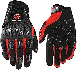 SCOYCO Men's Gloves Black,with Microfiber Hard Knuckle,Waterproof,Breathable, Powersports,Motorbike,Scooter,Motorcycle Glove.(RED,XL)