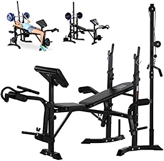 Weight-lifting Bed Barbell Lift Flat Press Exercise Adjustable Incline Decline Foldable Weight Bench Body Workout Utility Strength Training Home Gym Fitness Equipment US Fast Shippment (Black)