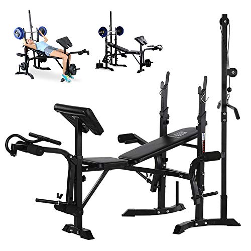 Weight-lifting Bed Barbell Lift Flat Press Exercise Adjustable Incline Decline Foldable Weight Bench Body Workout Utility Strength Training Home Gym Fitness Equipment US Fast Shippment (Black)