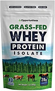 Grass Fed Whey Protein Powder Isolate - Unflavored - Low Carb Keto & Paleo Diet Friendly - Pure Grass-Fed Protein for Shakes, Smoothies, Drinks & Recipes- Non GMO & Gluten Free - 1 Pound