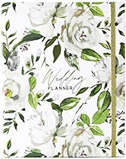 Wedding Planner Book and Organizer for Brides with Gift Box | Engagement Gift for Couples | Hardcover Bridal Planning Journal Notebook | White & Flowers