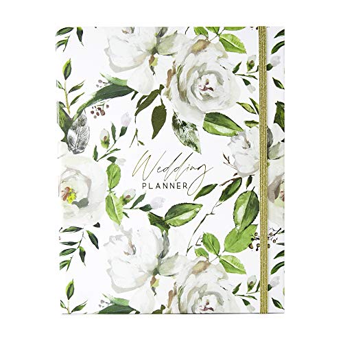 Wedding Planner Book and Organizer for Brides with Gift Box | Engagement Gift for Couples | Hardcover Bridal Planning Journal Notebook | White & Flowers