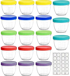 Youngever 18 Pack Baby Food Storage, 4 oz Baby Food Containers with Lids, 6 Assorted Colors, with Lids Labels