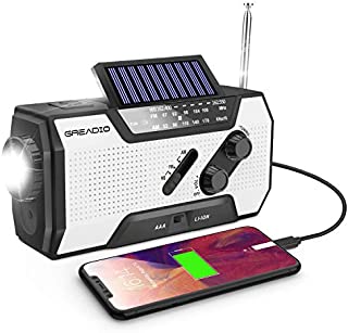 Emergency Weather Solar Crank AM/FM NOAA Radio with Portable 2000mAh Power Bank, Bright Flashlight and Reading Lamp for Household Emergency and Outdoor Survival