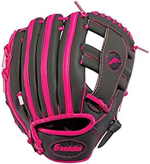 Franklin Sports Kids Baseball + Tball Glove - RTP Youth Baseball Glove - Boys + Girls Teeball, Youth Baseball Glove - Grey/Pink - 9.5