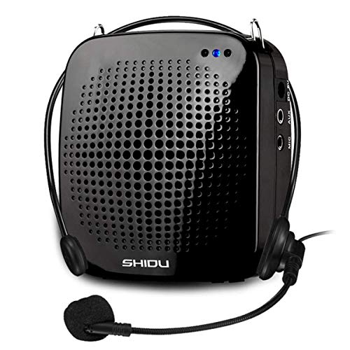 SHIDU Personal Voice Amplifier with Wired Microphone Headset Portable Bluetooth Speaker Rechargeable PA System Power for Teachers Tour Guides Coaches Classroom Singing Yoga Fitness Instructors