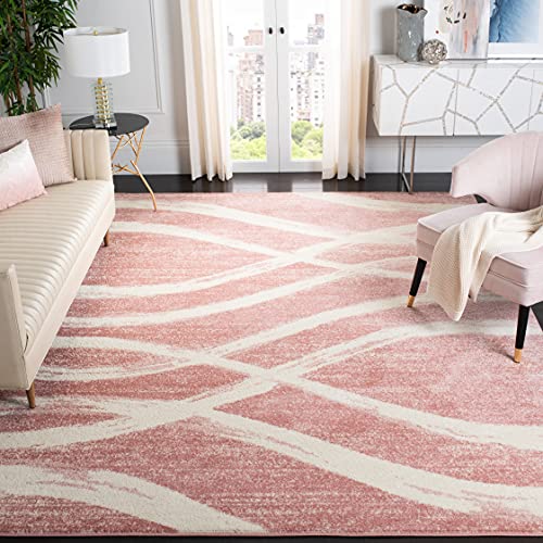 Safavieh Adirondack Collection ADR125Z Modern Wave Distressed Non-Shedding Stain Resistant Living Room Bedroom Area Rug, 8' x 10', Rose / Cream