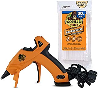 Gorilla Dual Temp Mini Hot Glue Gun Kit with 30 Hot Glue Sticks, (Pack of 1)