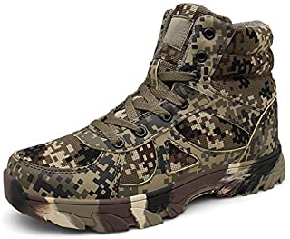 Goddessvan Mens Comfortable Non-Slip Wear-Resistant Combat Hiking Outdoor Military Boots Camouflage