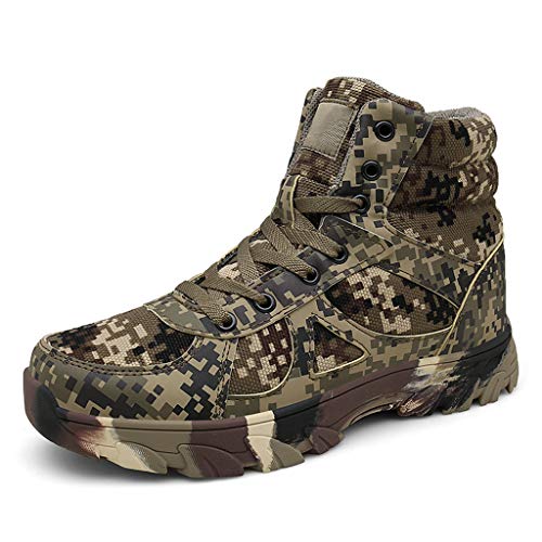 Goddessvan Mens Comfortable Non-Slip Wear-Resistant Combat Hiking Outdoor Military Boots Camouflage