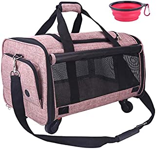 NOYAL Pet Carrier Airline Approved, Soft-Sided Dog Travel Carriers with Removable Wheels Perfect for Cats Pups & Small Animals (20.5