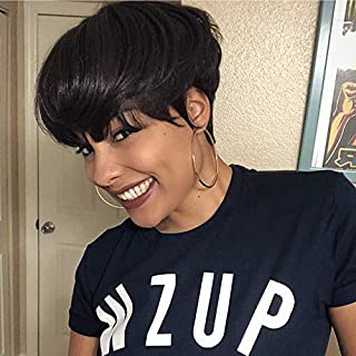 HOTKIS Human Hair Short Pixie Cut Wigs for Black Women African Americans Short Human Hair Wigs