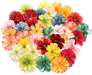 Fake flower heads in bulk wholesale for Crafts Artificial Silk Flowers Head Peony Daisy Decor DIY Flower Decoration for Home Wedding Party Car Corsage Decoration Fake Flowers 50PCS 4cm (Colorful)