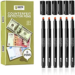 Counterfeit Money Checker & Pen Marker: 6 Pack of Fake Bill Detector Pens - Universal & Easy to Check Fake Bills, Counterfit Cash Detection Pack