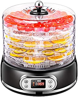 VIVOHOME Electric 400W 5 Trays Round Food Dehydrator Machine with Digital Timer and Temperature Control for Fruit Vegetable Meat Beef Jerky Maker BPA Free Black