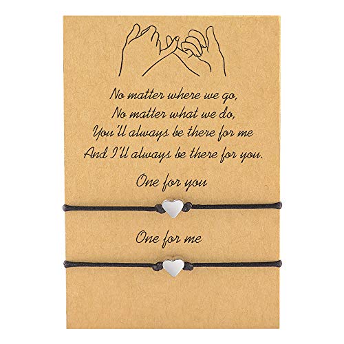 MANVEN Best Friend Gifts Pinky Promise Matching String Bff Bracelets for 2 Women Men Wish Teens Boy Girls Couple (Ver.2)