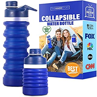 Collapsible Water Bottle for Travel: Space Saving, Lightweight, Flexible Water Bottle - BPA Free Silicone Bottle, Soft Water Bottle, Portable Foldable Water Bottle BPA Free