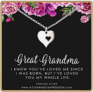 Great Grandma Gifts  Great Grandmother Grandchild Necklace  Sterling Silver Necklace  Great Grandparents Gifts  Gift for Grandma from Grandchildren  Christmas Gifts from Granddaughter Grandson